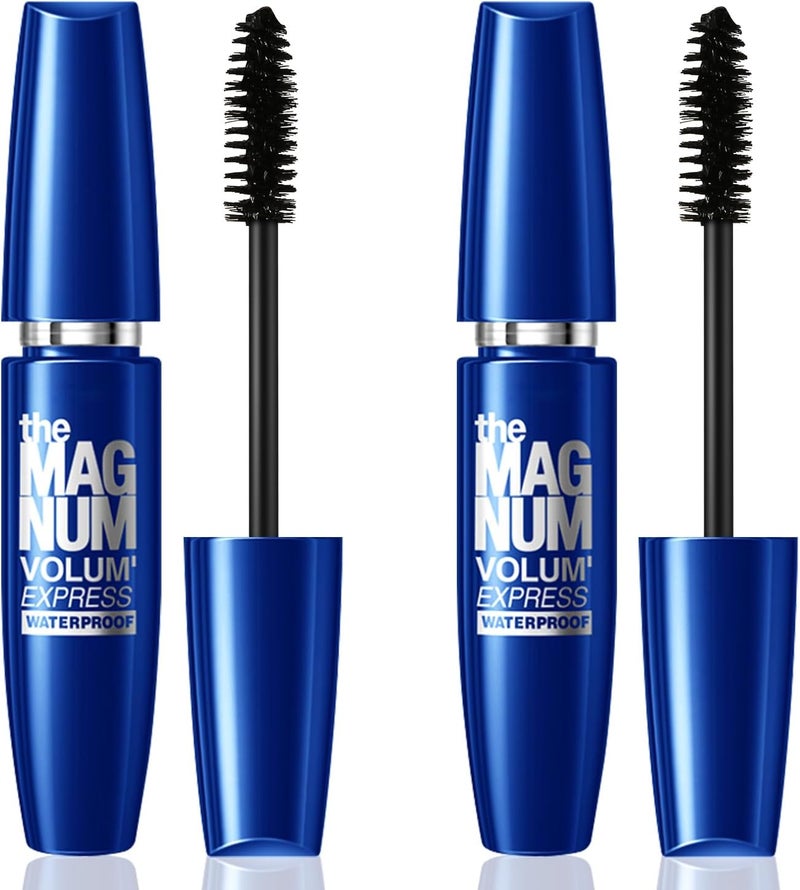 Boobeen 2pcs Waterproof Mascara Black Volumizing and Lengthening Formula Quick Dry Smudge Resistant for All Day Wear