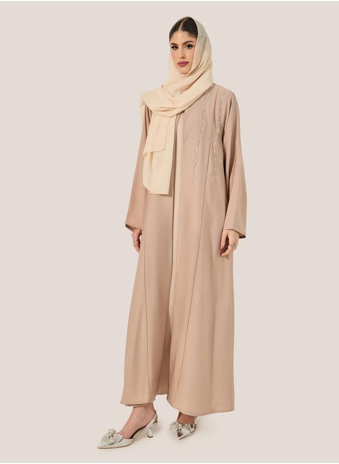 Styli - Embellished A-Line Open Abaya - Image 1