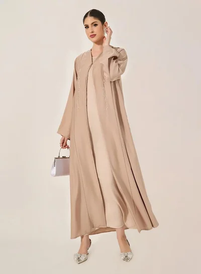 Styli Embellished A-Line Open Abaya
