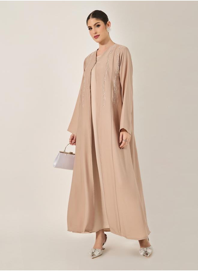 Styli - Embellished A-Line Open Abaya - Image 1