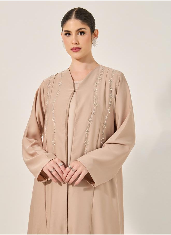 Styli - Embellished A-Line Open Abaya - Image 1