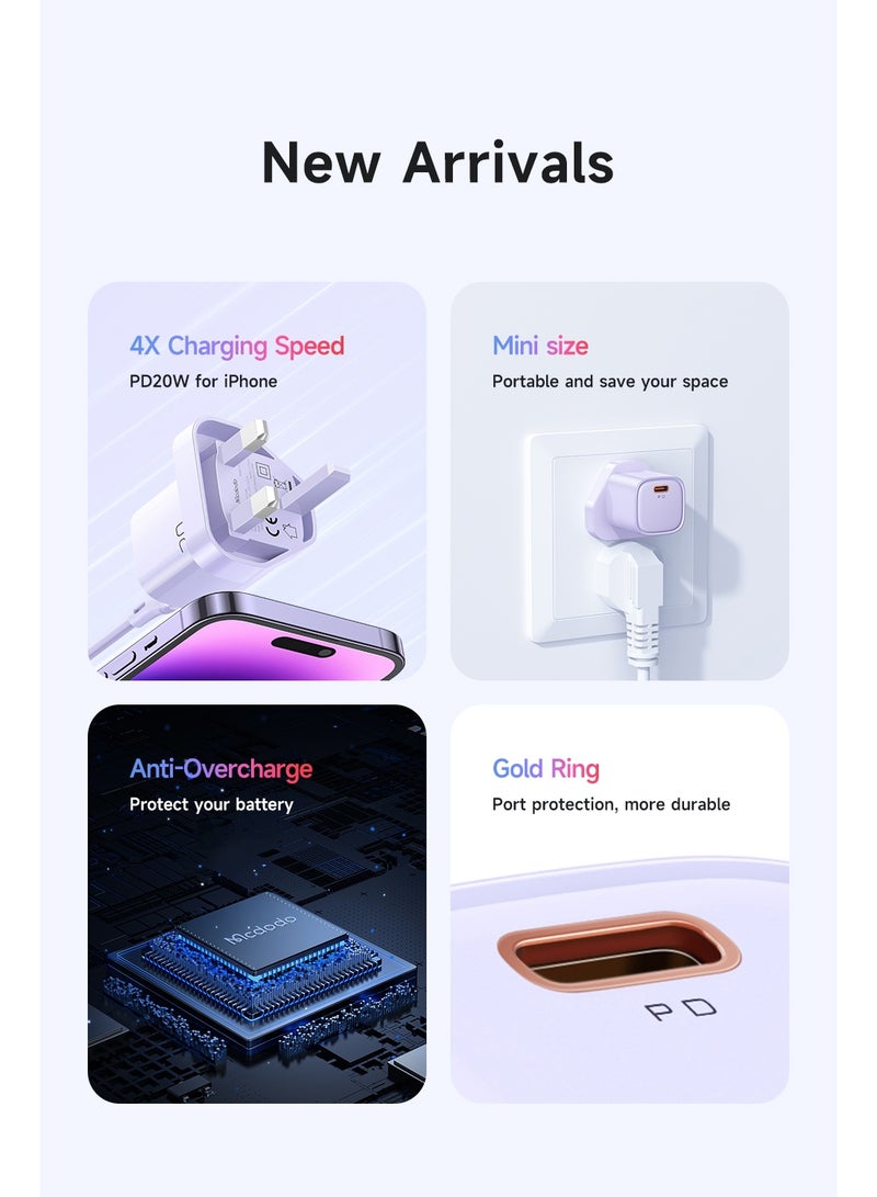 مكدودو شاحن Mcdodo CH-4011 بقدرة 20 واط USB-C PD شحن سريع قابس بريطاني (UK) لون أسود بمنفذ Type-C واحد - Image 5