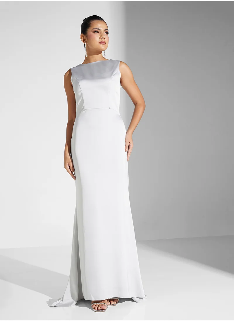Akadia Fashion cape sleeve crystal neck dress