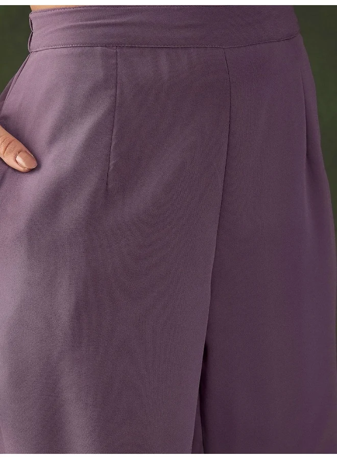 AKS Purple Sequinned Kurta Set With Dupatta