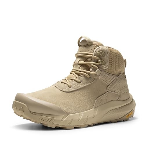 NORTIV 8 Men's Waterproof Military Tactical Work Boots Leather Motorcycle Combat Lightweight Non-Slip Hiking Boots for Men VaporGuard,Size 9.5,Sand,SNMT246M - Image 1
