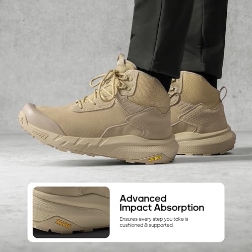 NORTIV 8 Men's Waterproof Military Tactical Work Boots Leather Motorcycle Combat Lightweight Non-Slip Hiking Boots for Men VaporGuard,Size 9.5,Sand,SNMT246M - Image 2