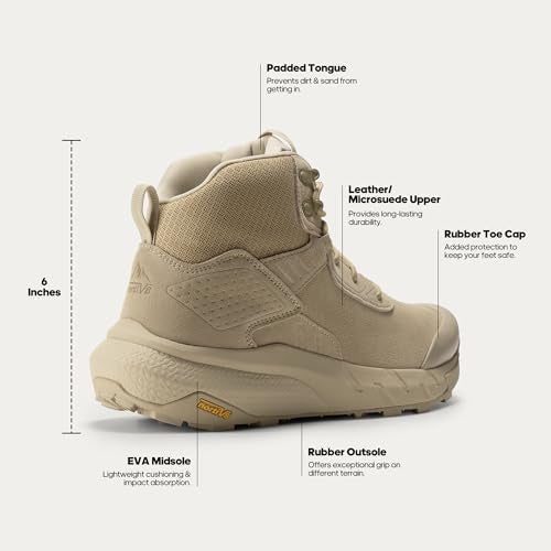 NORTIV 8 Men's Waterproof Military Tactical Work Boots Leather Motorcycle Combat Lightweight Non-Slip Hiking Boots for Men VaporGuard,Size 9.5,Sand,SNMT246M - Image 4