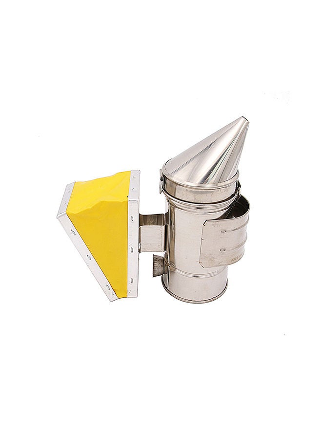 NIBEMINENT Beekeeping Equipment Bee Hive Smoker Chamber Silver/Yellow 19x10x15centimeter - Image 1