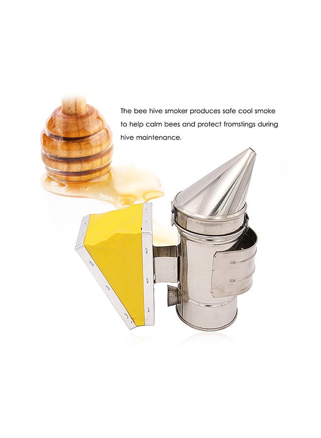 NIBEMINENT Beekeeping Equipment Bee Hive Smoker Chamber Silver/Yellow 19x10x15centimeter - Image 5