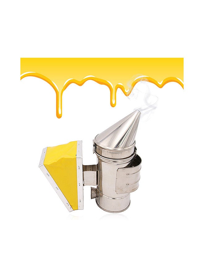 NIBEMINENT Beekeeping Equipment Bee Hive Smoker Chamber Silver/Yellow 19x10x15centimeter - Image 4
