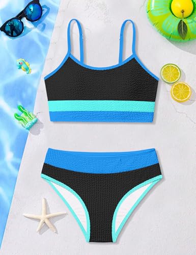 TALLWH Girls Bathing Suit Color Block Two Piece Swimsuit Bikini Sets Bathing Suit for Girls 10-12 Adjustable Straps Girl Swimsuit Size 10-12 - Image 4