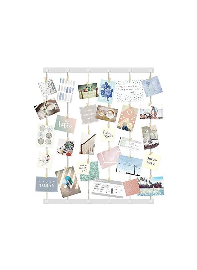 UMBRA - Hangup Display-DIY Frames Collage Set Includes Picture Wire Twine Cords, Wall Mounts and Clothespin Clips for Hanging Photos, Prints and Artwork, 32 x 40, White - Image 1