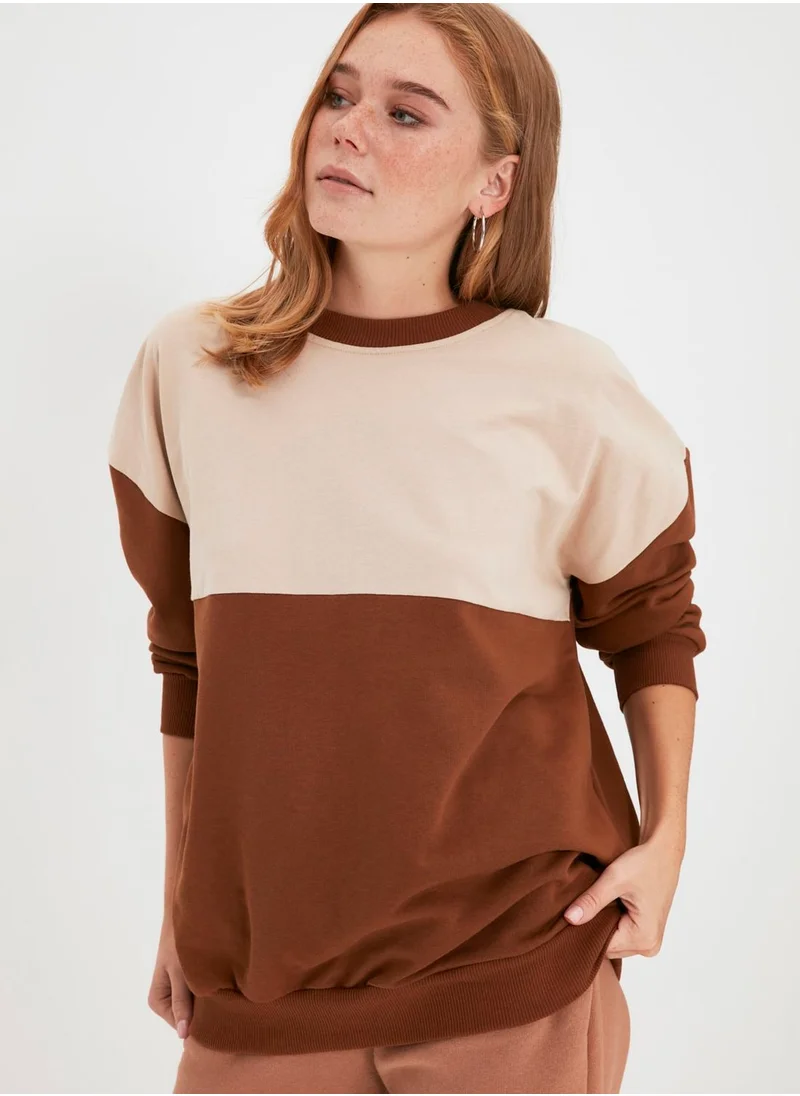 trendyol Colorblock Knitted Sweatshirt