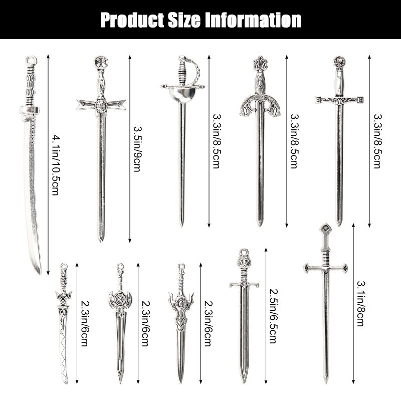 Windspeed Sword Bookmark 40 Pcs Silver Antique Swords Bookmark for Men Ideal Gift for Book Lovers DIY Craft Supplies - Image 2