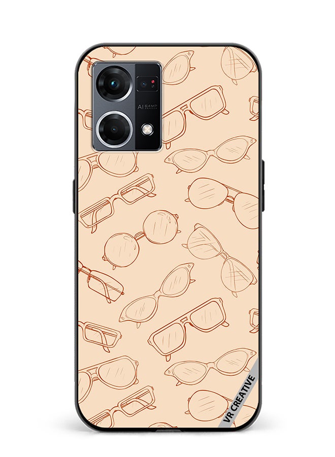 VR CREATIVE Protective Case Cover For Oppo Reno8 4G Sketch Eyeglasses Design Multicolour - Image 1