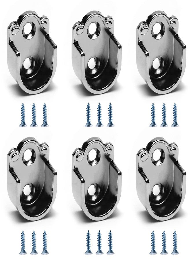 MroMax 6Pcs Zinc Alloy Closet Pole Sockets, 0.75 inch Diameter Wardrobe Bracket Holder, Shower Curtain Rod Pole End Supports Sockets Flange, U Shaped, for Wardrobe Bracket Shower Curtain Rod - Image 1