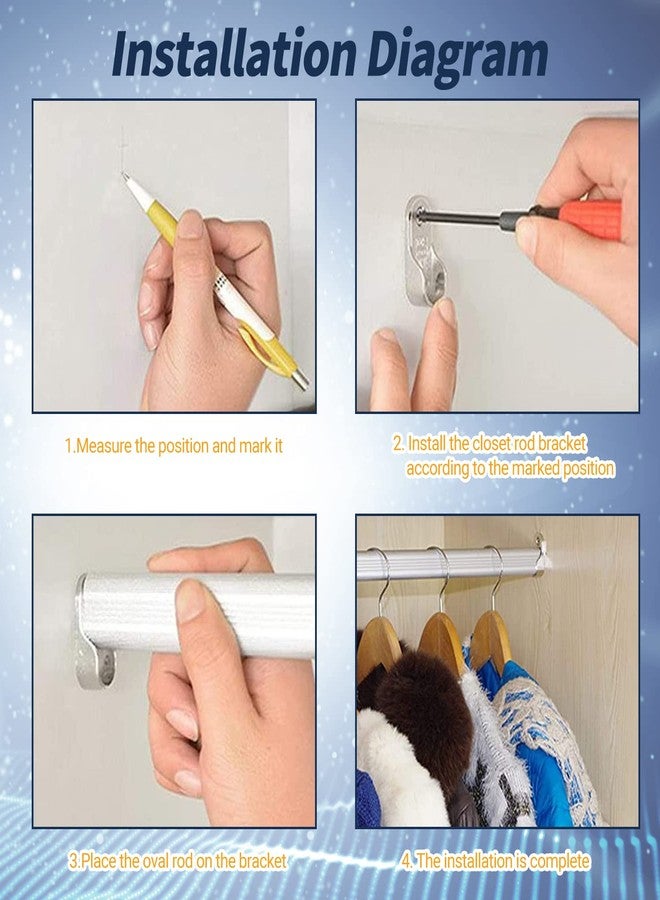 MroMax 6Pcs Zinc Alloy Closet Pole Sockets, 0.75 inch Diameter Wardrobe Bracket Holder, Shower Curtain Rod Pole End Supports Sockets Flange, U Shaped, for Wardrobe Bracket Shower Curtain Rod - Image 5