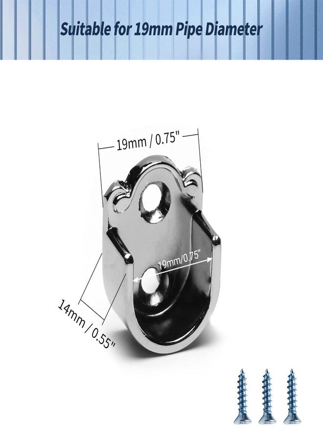 MroMax 6Pcs Zinc Alloy Closet Pole Sockets, 0.75 inch Diameter Wardrobe Bracket Holder, Shower Curtain Rod Pole End Supports Sockets Flange, U Shaped, for Wardrobe Bracket Shower Curtain Rod - Image 3