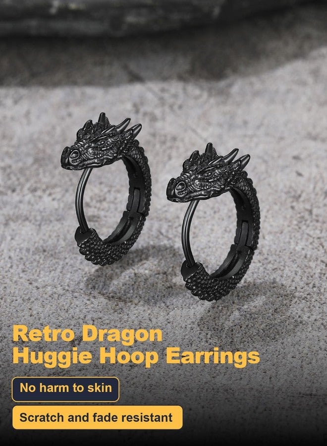 U7 Punk Rock Earrings for Men Women Hypoallergenic Stainless Steel/18K Gold/Black Punk Rock Earrings Personalized Dragon/Dinosaur Earrings, Stainless Steel, No Gemstone - Image 4