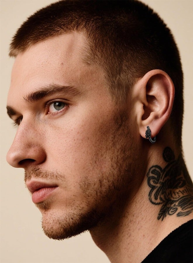 U7 Punk Rock Earrings for Men Women Hypoallergenic Stainless Steel/18K Gold/Black Punk Rock Earrings Personalized Dragon/Dinosaur Earrings, Stainless Steel, No Gemstone - Image 2