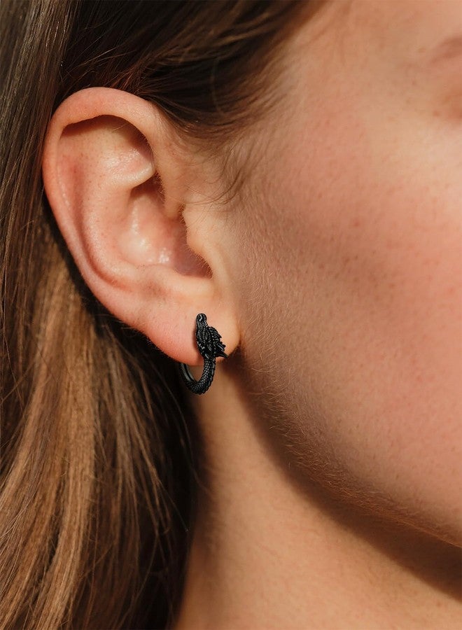 U7 Punk Rock Earrings for Men Women Hypoallergenic Stainless Steel/18K Gold/Black Punk Rock Earrings Personalized Dragon/Dinosaur Earrings, Stainless Steel, No Gemstone - Image 3