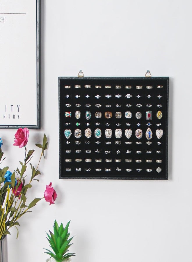 Pengup 100 Slots Rings Holder Organizer Wall Mount, Jewelry Display Tray for Vendors, Rings Earrings Cufflinks Storage Dish for Selling. (1, Black) - Image 2