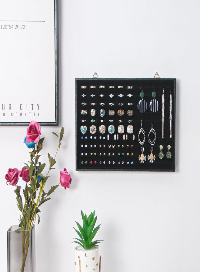 Pengup 100 Slots Rings Holder Organizer Wall Mount, Jewelry Display Tray for Vendors, Rings Earrings Cufflinks Storage Dish for Selling. (1, Black) - Image 3