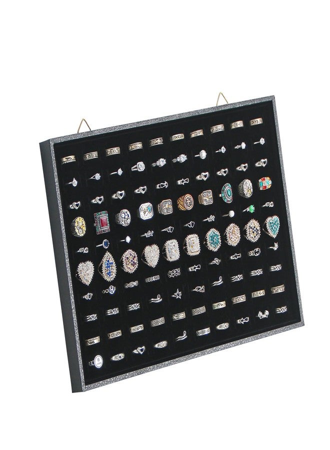Pengup 100 Slots Rings Holder Organizer Wall Mount, Jewelry Display Tray for Vendors, Rings Earrings Cufflinks Storage Dish for Selling. (1, Black) - Image 1