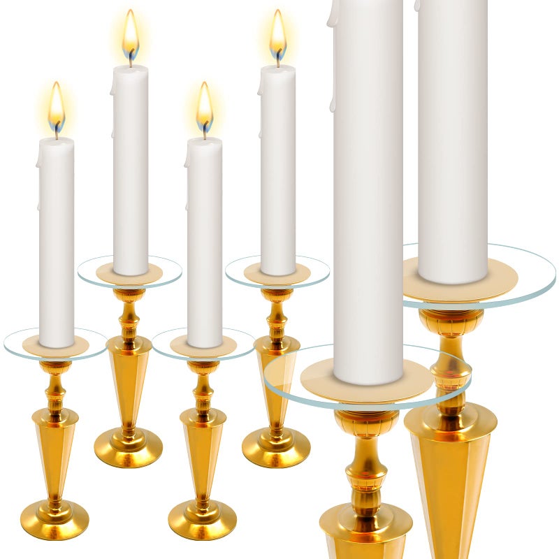 Vesici Vesici 15 Pcs Glass Candle Drip Protectors for Candlesticks Clear Glass Bobeches Round Wax Catchers for Candlesticks Candle Rings Bobeches for Church Wedding Home Party 