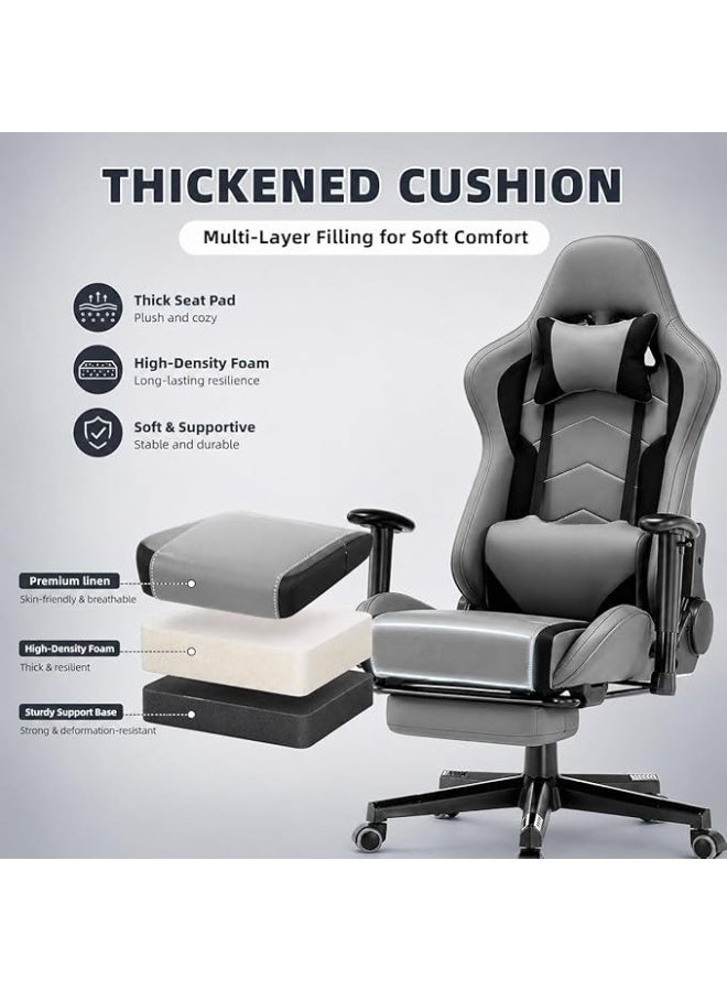 Gaming and Office Chair with Adjustable Backrest Headrest and Lumbar Cushion Comfortable Computer Chair for Long Sitting Hours - Image 2