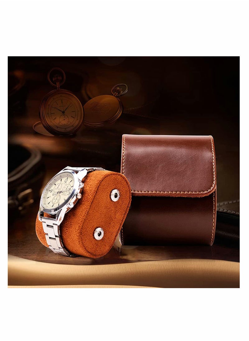 Excefore - Watch Roll Travel Case, Single Watch Case for Men and Women with Suede Lining - Watch Roll Travel Case - Storage Organizer and Display(Dark Brown)… - Image 1