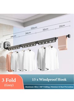 Excefore Wall Mounted Drying Rack, Vacuum Suction Cup Punch-Free Aluminum Clothes Drying Rack, 360° Folding Retractable, Strong Load-Bearing Space Saving Clothes Drying Rack for Balcony, Laundry Room  - Image 5