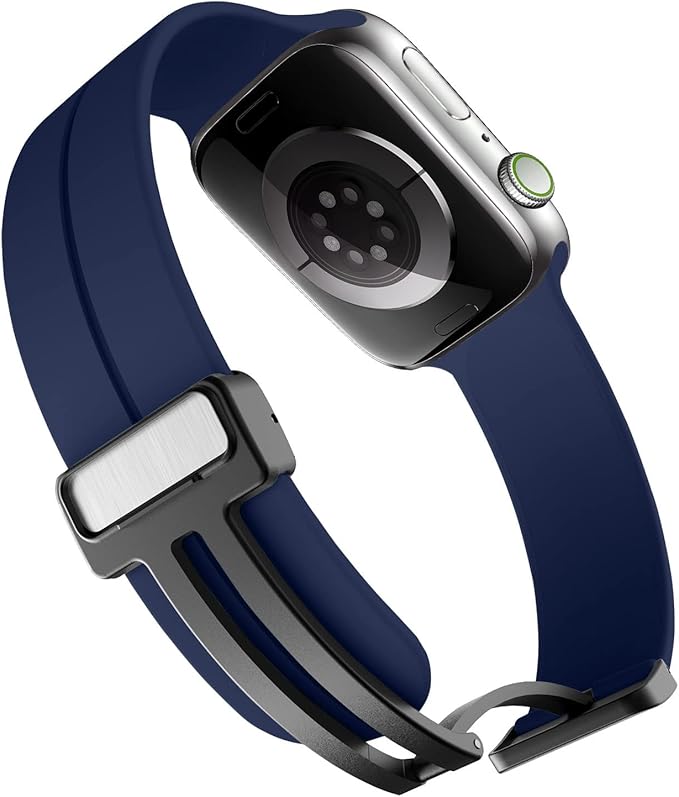 Unipha Magnetic Silicone Band for Apple Watch 49mm 45mm 44mm 42mm, Sport Wristband Strap for iWatch Series 9/8/7/6/5/4/3/SE (2nd Gen)/Ultra 2 for Men & Women – Navi Blue - Image 4