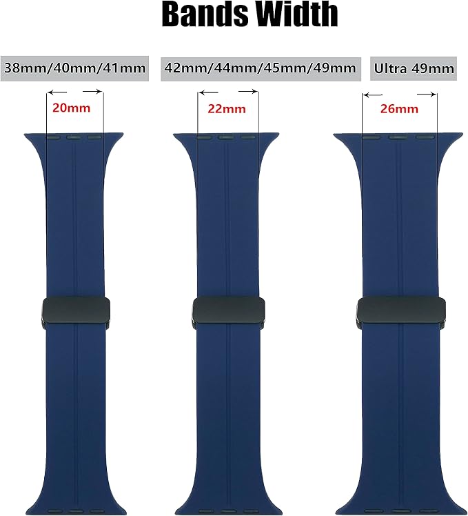 Unipha Magnetic Silicone Band for Apple Watch 49mm 45mm 44mm 42mm, Sport Wristband Strap for iWatch Series 9/8/7/6/5/4/3/SE (2nd Gen)/Ultra 2 for Men & Women – Navi Blue - Image 3