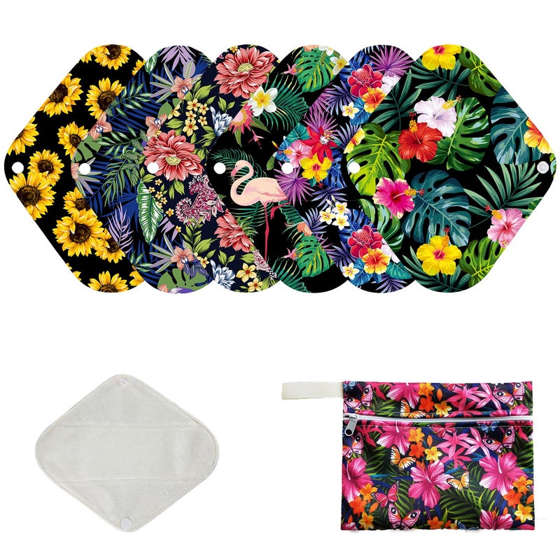 7pcs Set Reusable Menstrual Pads Organic Bamboo Women Panty Linerd Including 6pcs Daily Use Soft Organic Bamboo Panty Liner 1 pcs Mini Wet Bag