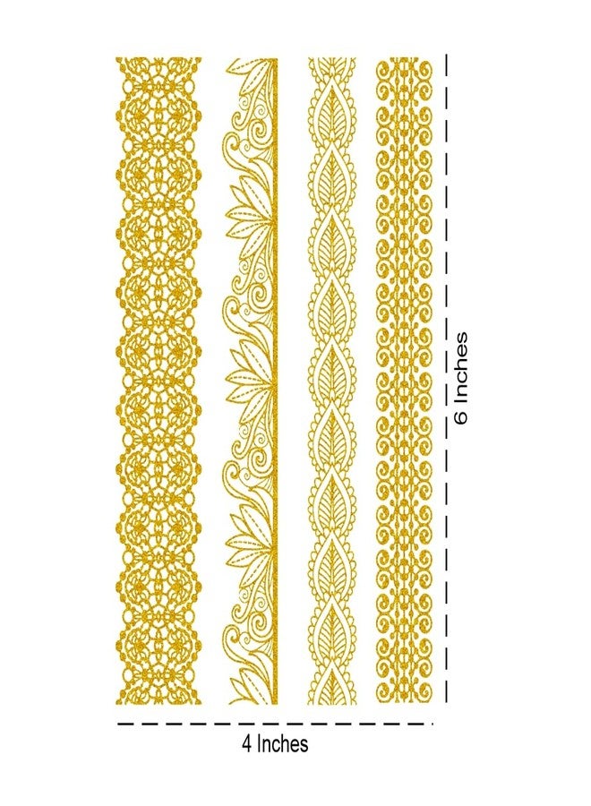 ORDERSHOCK Modern & Beautiful Bracelet Golden Color Mehndi Design For All Types Hands, Simple Mehndi Sticker For Girls & Women - Image 3