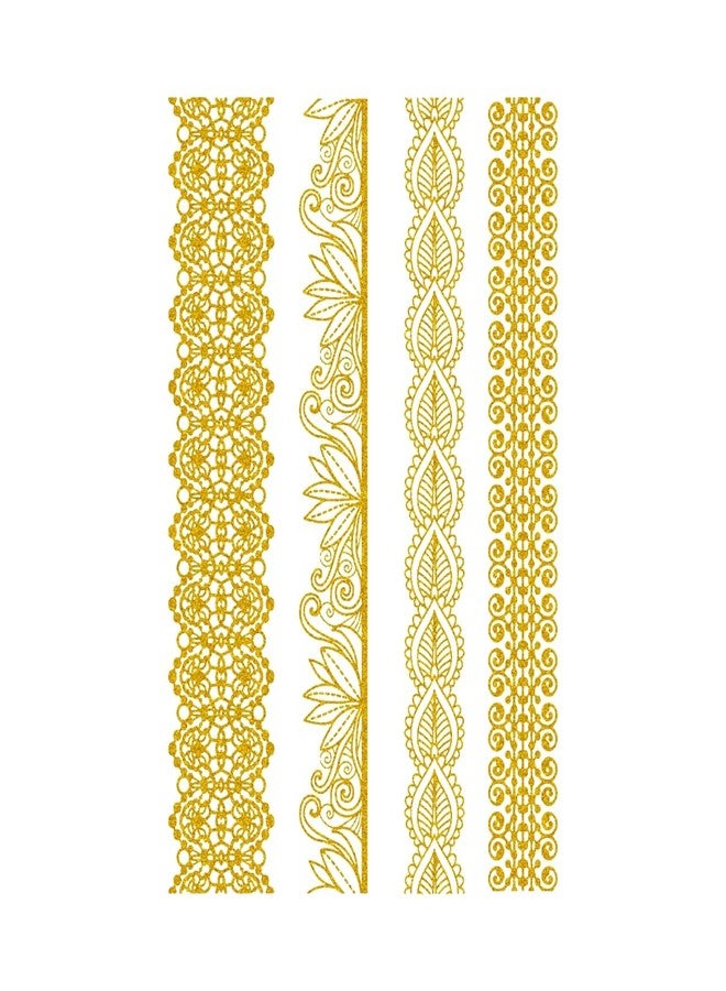 ORDERSHOCK Modern & Beautiful Bracelet Golden Color Mehndi Design For All Types Hands, Simple Mehndi Sticker For Girls & Women - Image 1