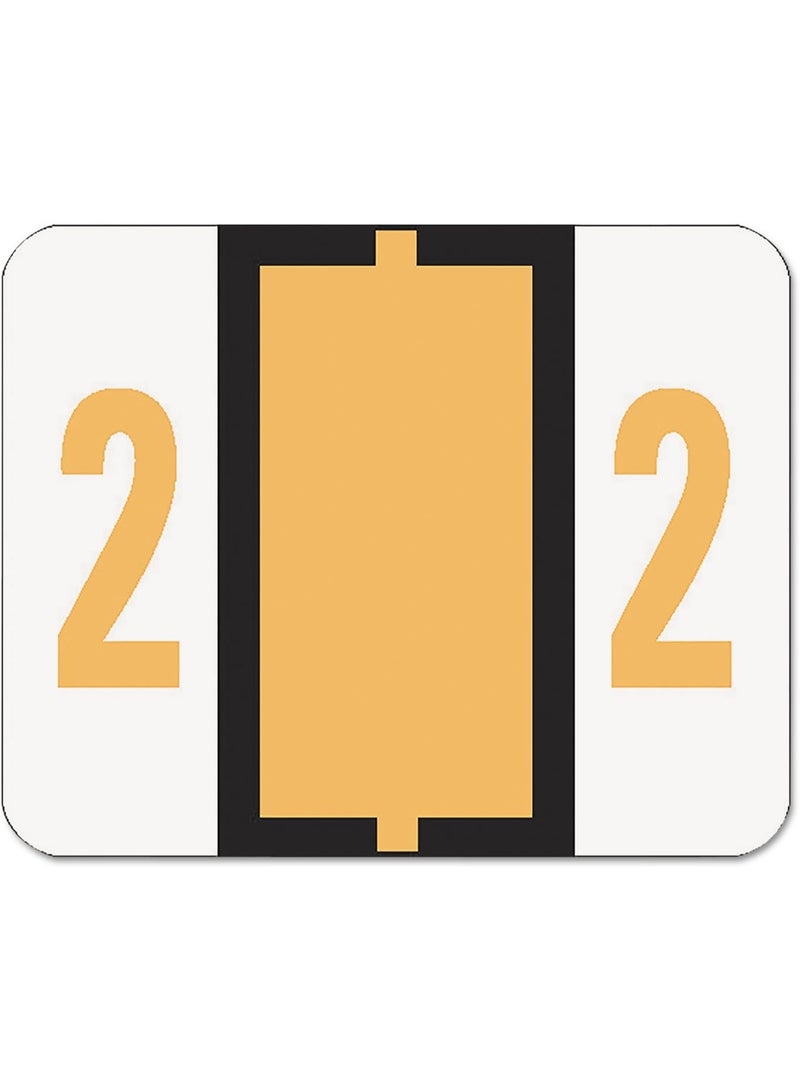 Smead Smead BCCRN Bar-Style Color-Coded Numeric Label, 2, Label Roll, Light Orange, 500 Labels per Roll (67372)  - Image 1