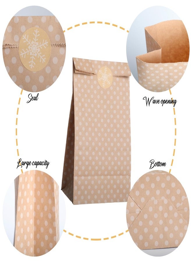 Motroce 30PCS Kraft Paper Bags with Stickers, Polka Dot Striped Paper Lunch Bags, Reusable Party Favor Bags Wedding Christmas Celebrations Birthday (5.1 x 9.5 x 3.1inches - Image 3