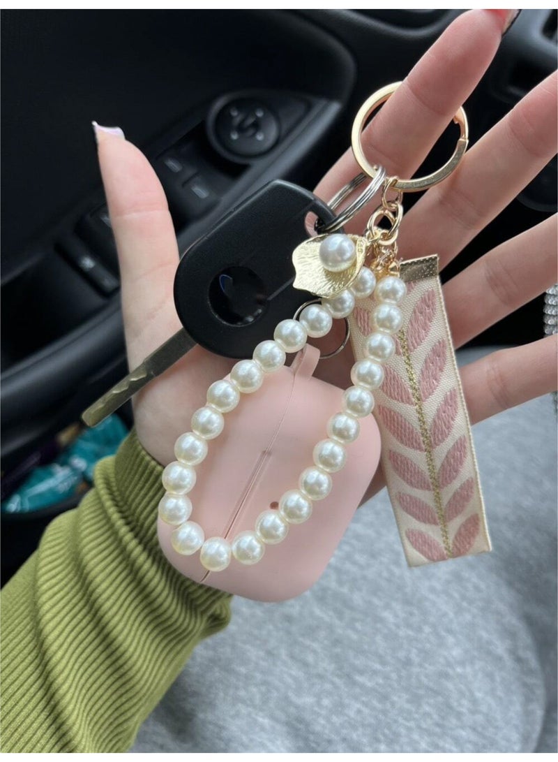Generic DIY Pearl Keychain with Striped Ribbon and Acrylic Ocean Shell Charms, Women's Car Pendant Accessories for Birthday Decoration  - Image 2