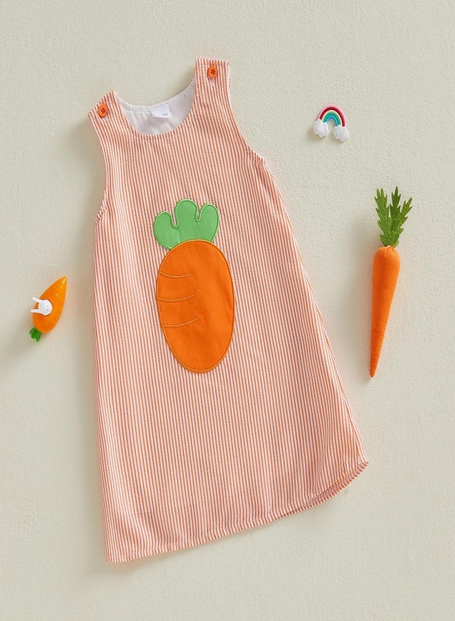 Yccutest Infant Baby Girl Easter Bunny Outfit Toddler Easter Dresses Baby Girl Bunny Carrot Clothes Sleeveless A-line Dress (Orange, 3-4 Years) - Image 3