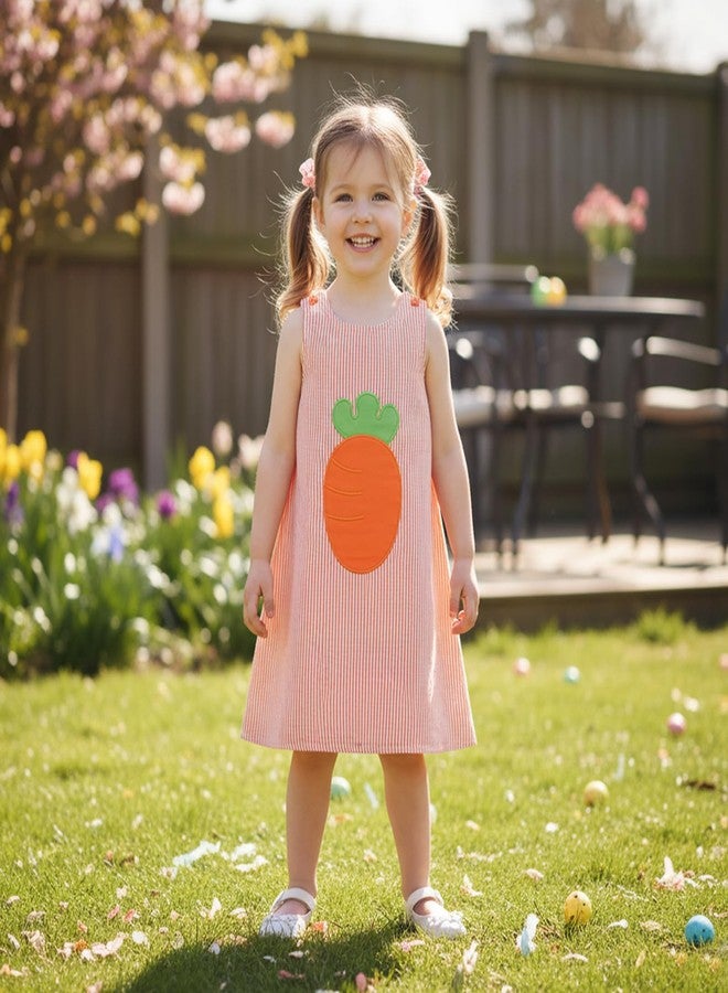 Yccutest Infant Baby Girl Easter Bunny Outfit Toddler Easter Dresses Baby Girl Bunny Carrot Clothes Sleeveless A-line Dress (Orange, 3-4 Years) - Image 2