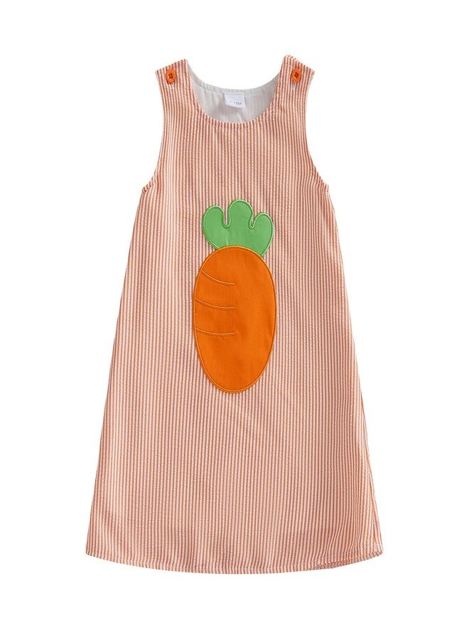 Yccutest Infant Baby Girl Easter Bunny Outfit Toddler Easter Dresses Baby Girl Bunny Carrot Clothes Sleeveless A-line Dress (Orange, 3-4 Years) - Image 1
