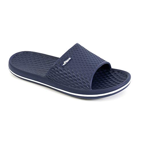 FUNKYMONKEY Mens Bathroom Shower Slippers Indoor Home Beach Non Slip Sandal (9 M US, Navy/MB) - Image 1
