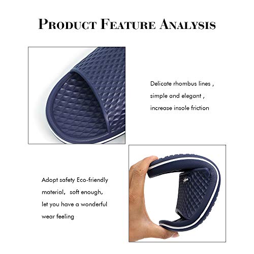 FUNKYMONKEY Mens Bathroom Shower Slippers Indoor Home Beach Non Slip Sandal (9 M US, Navy/MB) - Image 4
