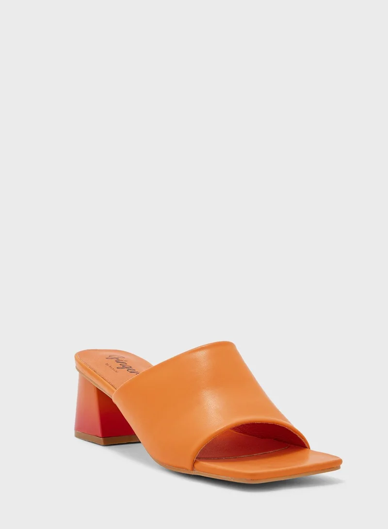 جينجر Ombre Square  Heeled Mule