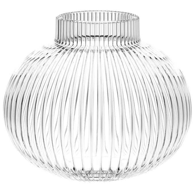 ROUND GLASS VASE FLOWER VASES FOR BOUQUET RIBBED GLASS VASES FOR FLOWERS SMALL CLEAR VASE FOR LIVING ROOM OFFICE COFFEE TABLE SHELF WEDDING 6 INCHES
