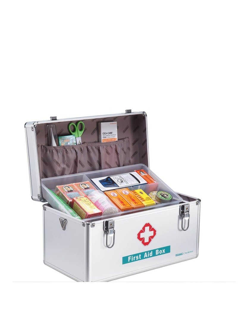 Glosen B0-16-2 Portable Household First Aid Box Aluminum 355X202x220 Silver - Image 2