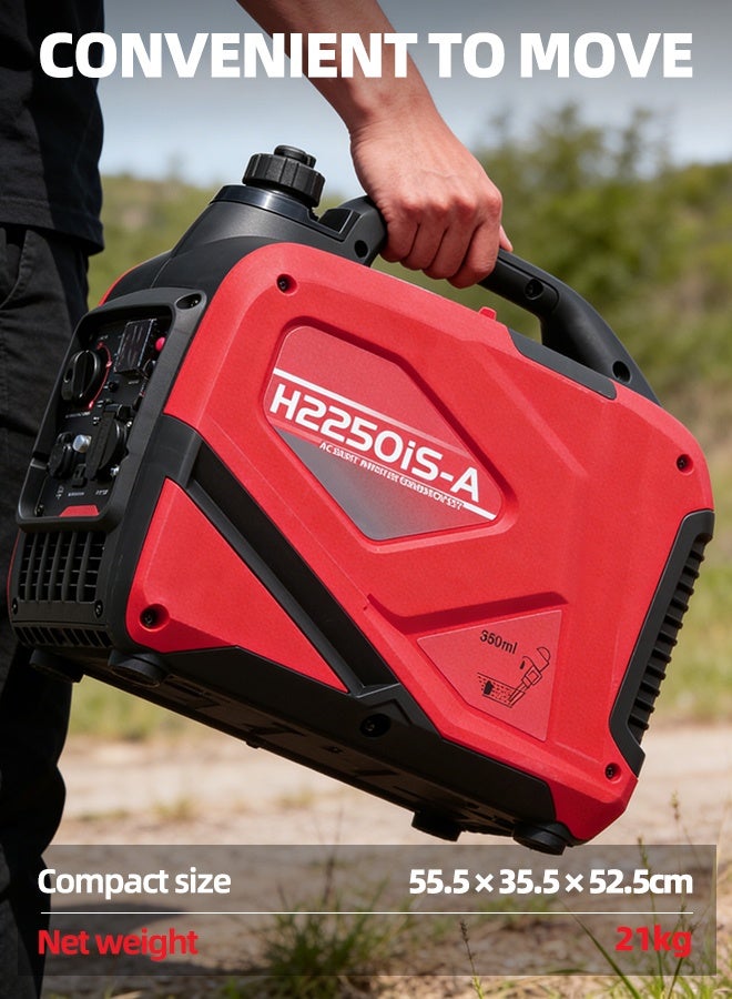 ألونغد محطة طاقة محمولة عالية الأداء بقوة 2000 وات مع محرك رباعي الأشواط سعة 56 سم مكعب ومخرج USB وDC ووقت تشغيل موفر للوقود لمدة 5 ساعات للتخييم والاستخدام المنزلي - Image 4