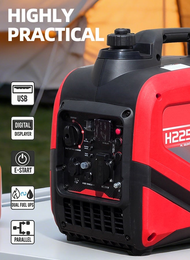 ألونغد محطة طاقة محمولة عالية الأداء بقوة 2000 وات مع محرك رباعي الأشواط سعة 56 سم مكعب ومخرج USB وDC ووقت تشغيل موفر للوقود لمدة 5 ساعات للتخييم والاستخدام المنزلي - Image 5